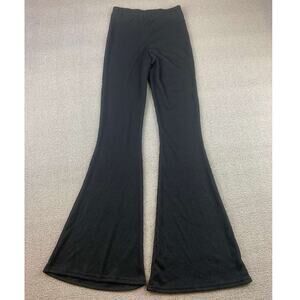 Nasty Gal Collection Ribbed Flared Knit Pants Women 4 Black High Waist Pull On